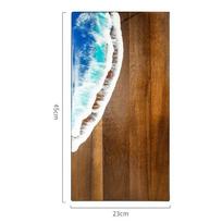 Acacia Wood Cutting Board with Epoxy Resin crafted Ocean Waves Decor Kitchen Meal Prep & Charcuterie cheese board Challah board brown