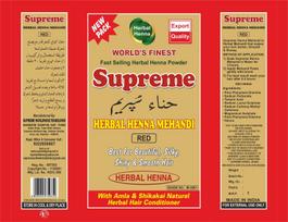 Supreme Herbal Henna Mehendi Powder Red - 500 gm | With Amla & Shikakai | Natural Hair Color & Conditioner | Smooth, Silky & Shiny Hair | Export Qu red
