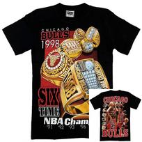 Unisex shirt Cotton Oversize Large Size CHICAGO BULLS - SIX TIME NBA CHAMPIONS  ( THE ROXX ) S brown