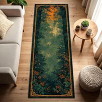 Tamsiai žalias Gyvybės medžio takelis Auksinės šaknys Koridoriaus kilimas Mistinis Boho kilimėlis Ilgas virtuvės takelis Dekoracija Dovana Neslystantis Plaunamas 40X120CM black
