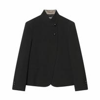 Moteriškas elegantiškas sagomis segamas švarkas Moteriškas stovimas apykaklės ilgomis rankovėmis juodas kostiuminis švarkas Moteriškas pavasarinis kasdienis lauko drabužis S black