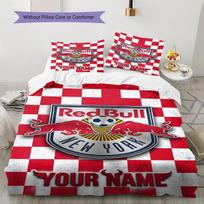 Name Custom Red Bull Salzburg Pattern Bedding Set Quilt Cover Pillowcase Home Decor Gift (1 * duvet cover + 2 * pillowcase, without core) 135x200cm