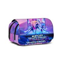 Kpop Demon Hunters Girl Printed Double Layer Pencil Bag With Polyester For Middle School Students mėlyna