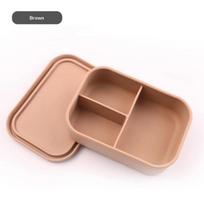 Leak‑Proof 700Ml Silicone Bento Box 3‑Compartment Microwave Safe Rectangular Lunch Box Portable Food Container For Office Worker A8 beige