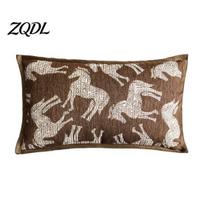 Mid Century Modern Cushion Cases Maillard Color Cover, Throw Pillow Striped or White Skin Friendly Bedding Accents Horse Pattern, Decorative 30x50cm kava