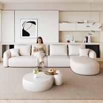 336cm L-Shaped Corner Sofa, Boneless Modular Sofa, Compression Sofas for Living Room, Bedroom, Apartment, No Assembly Required, White 336 x 168 x 85 cm balta