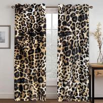 Leopardo rašto spalvotos juostelės simbolis 3D užuolaida Tinka svetainei, miegamajam, virtuvei, balkonui Langų dekoracija 2 panelės 50W160H(CM)X2PCS&Grommet Top gray