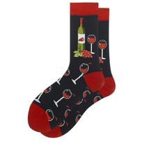 Women Socks Multi-pattern Pills Chess Red Wine Pocket Watch Beer Bottle Stamp Breathable Socks 38 yards~45 yards black