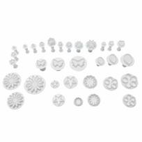 33Pcs/Set Fondant Cake Baking Tool DIY Biscuits Cookies Mold Cooking Tool Kitchen Utensils white