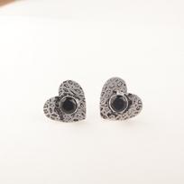 Black Onyx Gemstone 925 Sterling Silver Jewelry Handmade Studs 0.6  For Wedding EE-143-16 gray