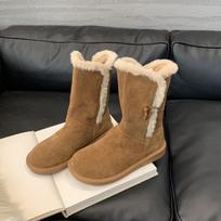 Thick-soled medium tube snow boots women's fur integrated cotton boots new winter piled thickened warm fluffy cotton shoes 40 kupranugaris