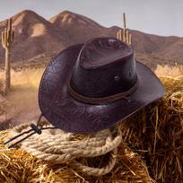 Cowboy Hat Cowgirl Sun with Adjustable Chin Strap Fashion Durable Pu Leather Hats Jazz Caps ruda