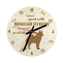 Norwegian Elkhound, Norsk elghund, Gray Norwegian Elkhound - clock with dog, wooden clock with engraving, personalised clock by Art-Dog