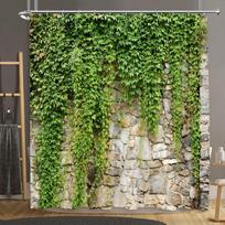 Plytų Sienos Dušo Užuolaida Botaninis Gėlė Natūrali Ūkininko Liana Šulinio Rustic Medinė Panelė Namų Poliesterio Audinys Vonios Dekoro Užuolaida W90H180(CM)-1 Pcs