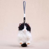Mielas Ragdoll ilgaplaukis katės pakabukas Gyvas pliušinis augintinis katės žaislas Kuprinės pakabukas Animacinis pliušinis kačiuko lėlė Raktų pakabukas Gimtadienio dovanos juoda