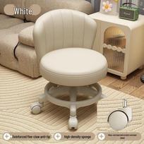 Reguliuojamo aukščio pasukamas biuro ir makiažo taburetė su atlošu - Universalūs ratukai Compact seat (10CM lift) white