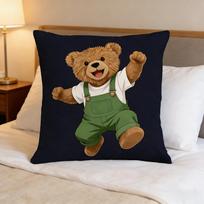 Cute Jumping Teddy Bear Pillowcase Cartoon Animal Cushion Cover Kids Room Home Decor Living Room Sofa Throw Pillow 30X30CM black