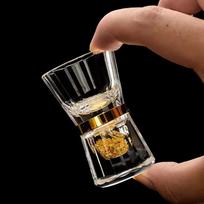 24K Gold Foil Shot Glass Lead-Free Crystal Luxury Golden Vodka Spirit Small Wine Glass For Bar Use 5-100ml brown