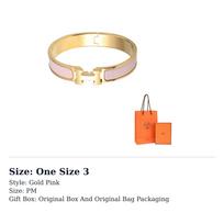 HERMES Clic H emalio apyrankės moteriškos auksinės, rožinės H700001F1ZPM One Size 4 beige
