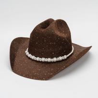 Western cowboy hat handmade pearl string hat with big brim straw hat women's seaside vacation elegant sunshade top hat black