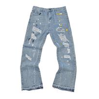 DRIPX High Street Letter Embroidery Washed Blue Baggy Jeans for Men Straight Vintage Loose Casual Denim Pants Oversized Ropa Hombre M gray