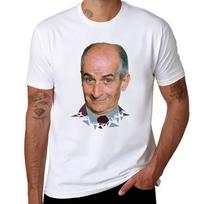 Louis De Funes Mosaic Portrait Design Tshirt Casual Loose Daily Wear Tshirt 4XL gray