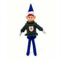 Elfas Ant Lentynos Kalėdų Elfo Lėlė Dekoras Veltinio Figūrėlė Šventiniam Eksponavimui Dark Blue Sweater
