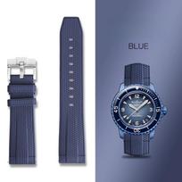 Advanced New Design For Blancpain x Swatch Rubber Watch Strap For Fifty Fathoms Oceans of World Collection Men's 20mm 22mm 22mm mėlyna