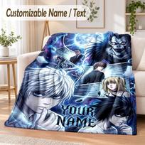 Death Note Custom Name Flannel Throw Blanket Soft Warm for Sofa Bed Indoor Home Use 80cmx120cm gray