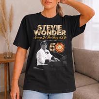 Stevie Wonder Shirt, 50th Anniversary Tour Concert Tee, Songs In The Key Of Life T-Shirt XL black