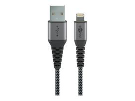 Goobay | Lightning to USB-A Textile Cable with Metal Plugs | 49268 | USB-A to Lightning