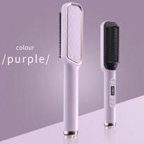 Plaukų tiesinimo šukos 3 viename Plaukų formavimo suktukas Elektrinis tiesinimo šepetys Greitai kaistantis nuo nuplikimo garbanojimo įrankiai EU Plug-Liquid crystal violetinė