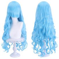 Cospay 80cm ilgio banguoti perukai - Aukštos kokybės, stori, universalus modelis moterims blue