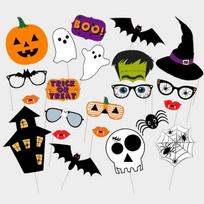 Halloween Ghost Festival Party Mask & Pumpkin Bat Photo Props One Size black