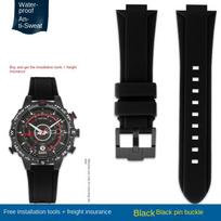 TIMEX T2N721 T2N720 T2N739 atsparus vandeniui silikoninis laikrodžio dirželis Nerūdijančio plieno sagtelė vyriškas Minkšta laikrodžio apyrankė nemokami įrankiai Varžtiniai kaiščiai 24-16mm black