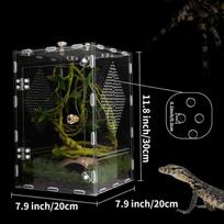 Acrylic Reptile Terrarium Desktop Removable Breathable Reptile Feeding Box Snake Insect Spider Display Box Crawler Breeding Case black