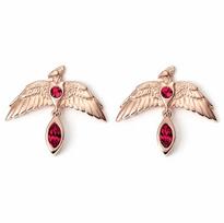 Harry Potter sterling silver, Rose Gold tone Fawkes Earrings with crystals gray