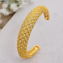 1pcs New Fashion 24K Gold Color Wedding Bangles for Women Bride Bracelets Ethiopian/france/African/Dubai Jewelry Gifts auksas