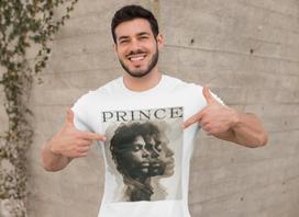 Prince Portrait T-Shirt | Vintage Double Exposure Music Icon 3XL white