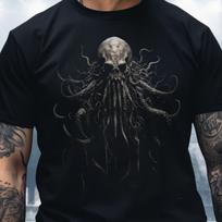 H.P. Lovecraft Cthulhu Kraken Shirt, sea monster goth grunge fantasy goblincore alternative heavy metal gungecore harajuku punk rpg gamer 100 black