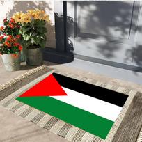 Palestine Flag Welcome Doormat Rubber Bathroom Kitchen Mat Garden Garage Door Floor Mat Non-Slip Carpet Entrance Rug 18x30 Inch gray