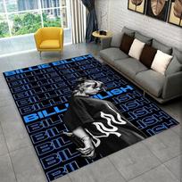 3D Billie Eilish dainininkės žvaigždės kilimas žaidimų kambariui, miegamajam, svetainei, sofai, namų dekoravimui, vaikų žaidimų zonos kilimas, neslystantis grindų kilimėlis 40cm x 60cm gray