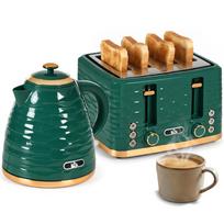 2 In 1 Toaster And Kettle Set 7 Browning Levels Defrost And Reheat Function Green