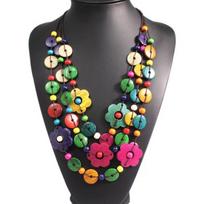 Wood Tassel Bohemian Maxi Necklace Multi Layer Choker Flower Necklace  Street Style spalvota
