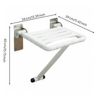 Foldable Shower Seat with Support Leg Space-Saving Furniture Stable for Bathroom balta