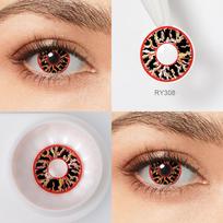 „Pseyeche Spider Web“ Helovino kontaktiniai lęšiai balti tinkliniai „Cosplay“ kontaktiniai lęšiai „Red Crazy Crazy“ lęšiai, skirti anime priedams 14.2mm beige