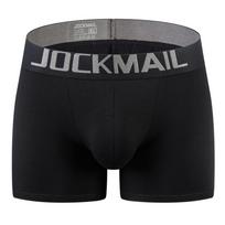Bokseris JOCKMAIL prekės ženklo vyriškas užpakaliuko padidinimas netikras apatinis apatinis trikotažas, vienspalvis žemo aukščio nuimamas paminkštintas formuojamas lagaminas Bėgiojimas Sportiniai šortai M juoda