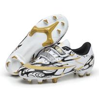 Campus football shoes children and adolescents Velcro men and women long nails broken nails flat bottom nail bottom low top leather surface sports tra 39 white