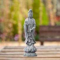 Guan Yin Statue Female Buddha Sculpture Collectible Crafts Ornament Kuanyin Figurine for Bedroom yellow