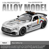1/24 Scale Mercedes Benz GTR AMG Safety Car Alloy Supercar Diecast Model Sound & Light Pull Back Toy Trendy Ornament Gift for Children sidabras
